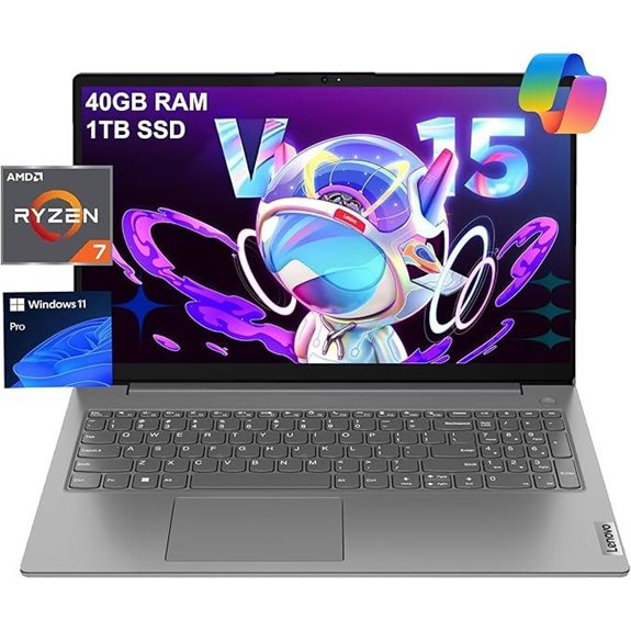 Lenovo V15 Business Laptop with Ryzen 7 40GB RAM
