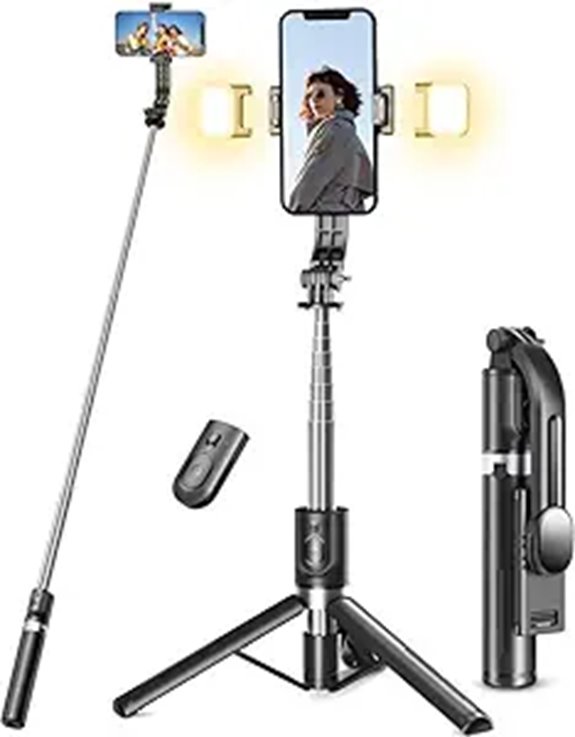 Selfie Stick Tripod with Light and Remote