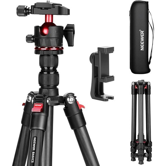NEEWER Carbon Fiber Tripod with Ball Head & Phone Holder