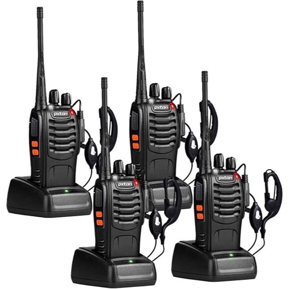 Pxton 4-Pack Long Range Walkie Talkies with Earpieces