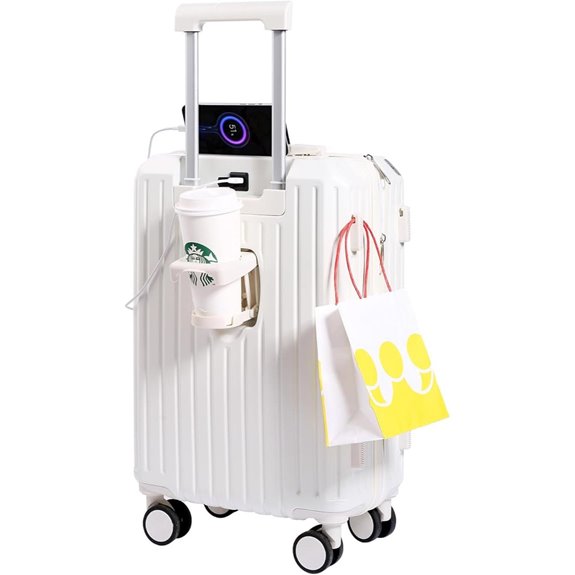 Carry-On Luggage with USB Charger & Cup Holder