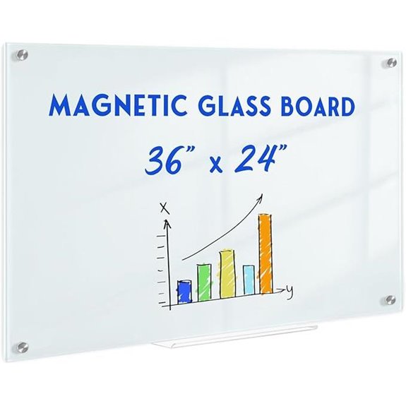 Magnetic Glass Whiteboard 36x24 Frameless Home & Office