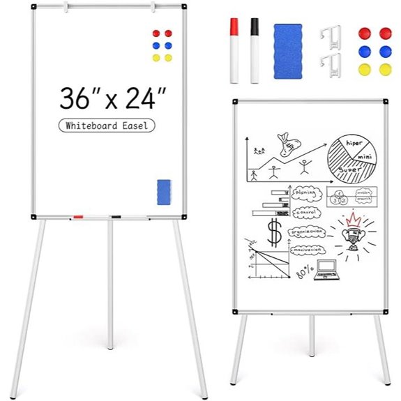 Magnetic Whiteboard Easel with Accessories and Adjustable Stand