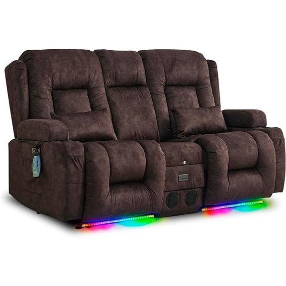 URRED Recliner Loveseat with Massage LED Bluetooth