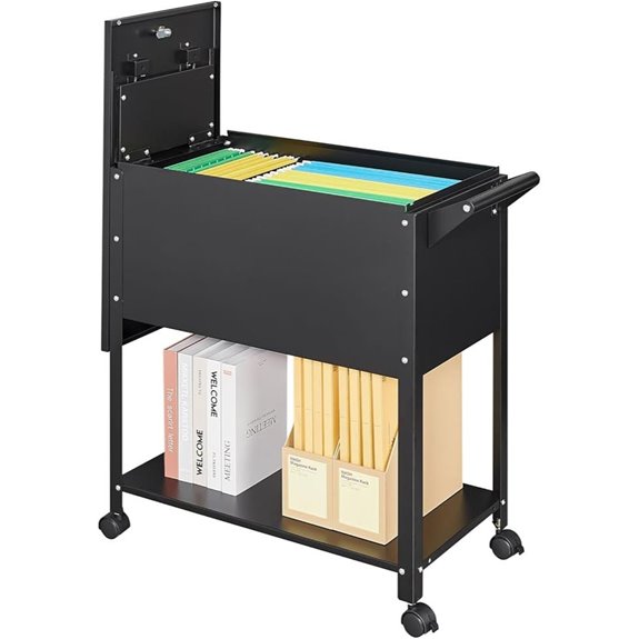 Metal Rolling File Cabinet with Locking Wheels