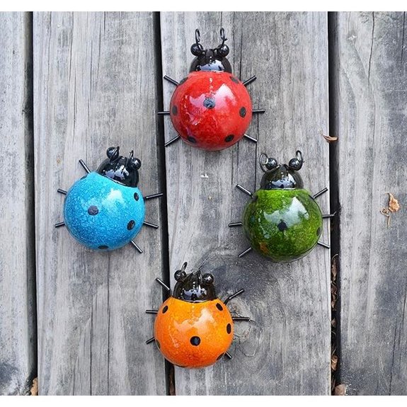GIFTME 5 Metal Ladybugs Outdoor Wall Art (Set of 4)
