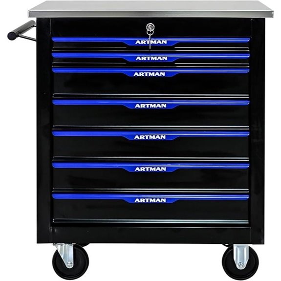 RYH 7-Drawer Rolling Metal Tool Chest with Worktop