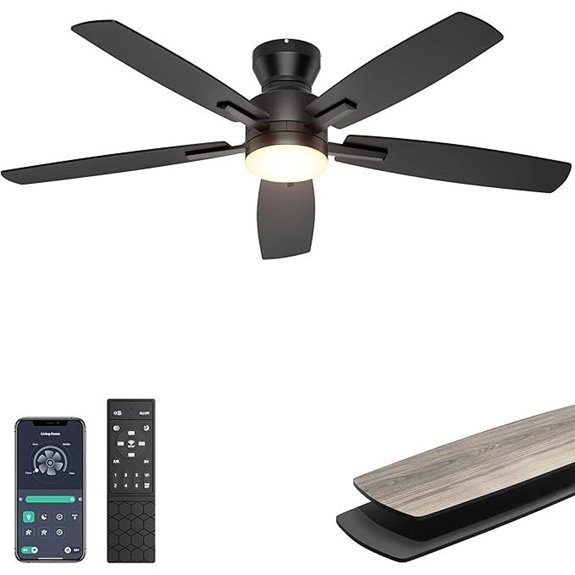 Ohniyou 52 Modern Ceiling Fan with Remote & Light