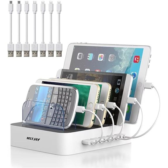 MSTJRY 5-Port USB Charging Station with Cables