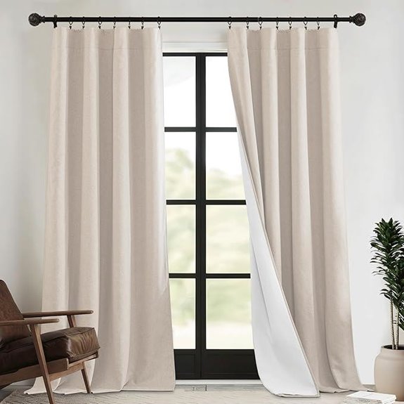 RYB HOME 4-in-1 Linen Curtains for Room Divider