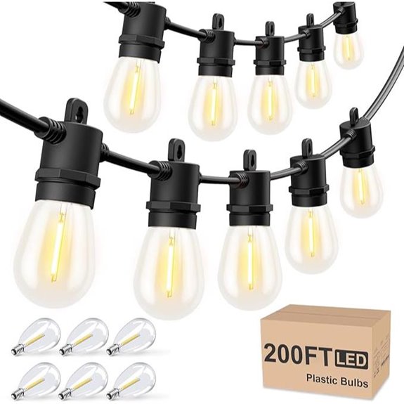 Svater 200FT Outdoor String Lights with LED Bulbs