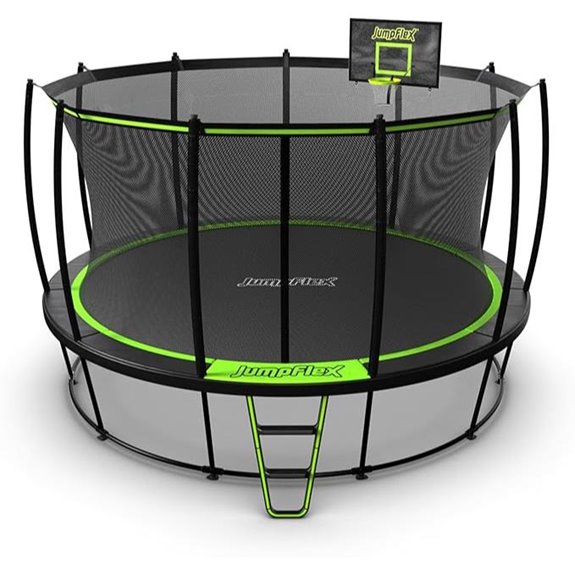 JumpFlex Hero Round Outdoor Trampoline with Enclosure