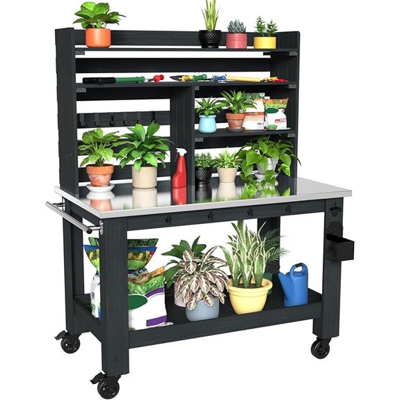 GDLF Outdoor Potting Bench with Steel Top