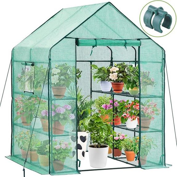 Ohuhu Outdoor Greenhouse with Shelves and Screen Windows