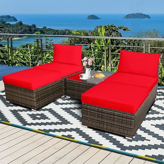 HAPPYGRILL 5-Piece Outdoor Lounge Set with Cushions