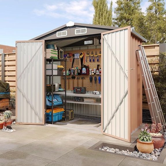 Aoxun 6x4 Outdoor Metal Storage Shed with Lock