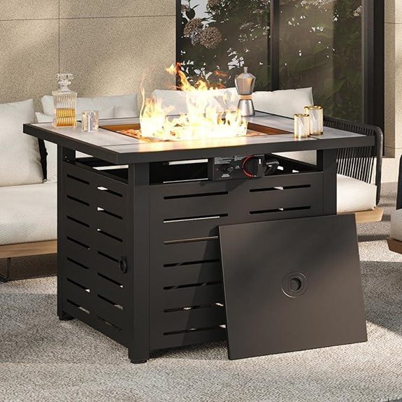 Outdoor Propane Fire Pit Table with Lava Rocks