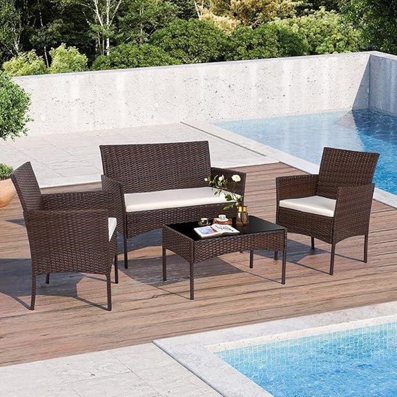 Shintenchi 4-Piece Outdoor Rattan Patio Set