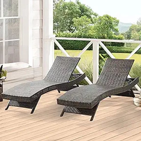 79 Outdoor Reclining Chaise Lounge Set (2)