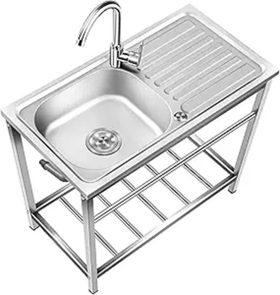 Outdoor Stainless Steel Single Bowl Sink with Drainboard