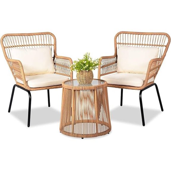 Outdoor Wicker Bistro Set for Patio Balcony Poolside