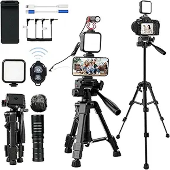 Vlogging Kit for Phone Camera with LED Light & Mic