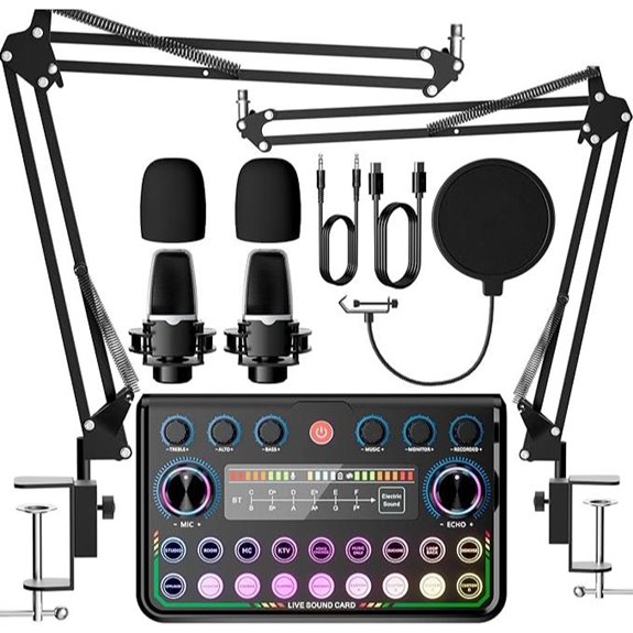 SINWE Podcast Equipment Bundle with Microphone and Mixer
