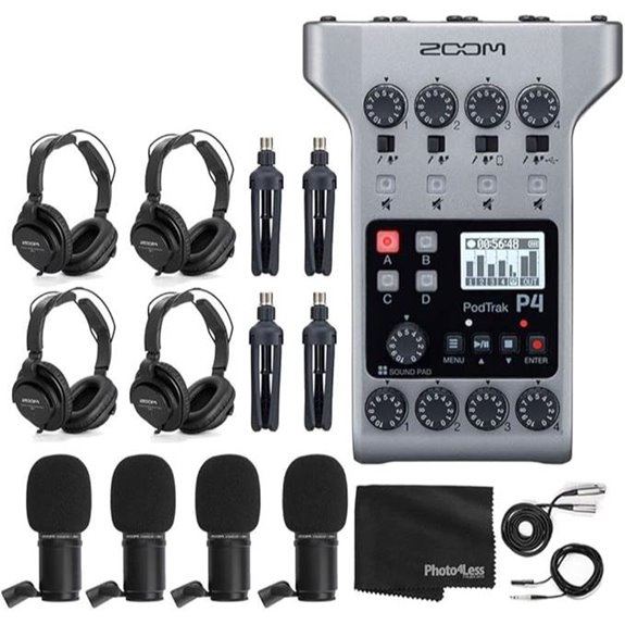 Zoom PodTrak P4 Podcast Recorder & Mic Pack Bundle