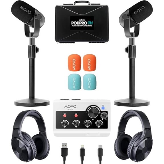 Movo Podcast Kit with Microphones and Interfaces