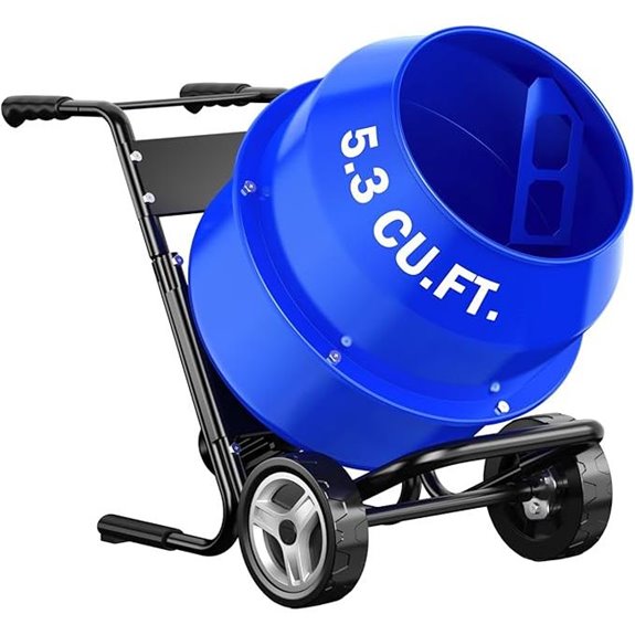 Electric Concrete Mixer 5.3 Cu Ft 1HP Portable