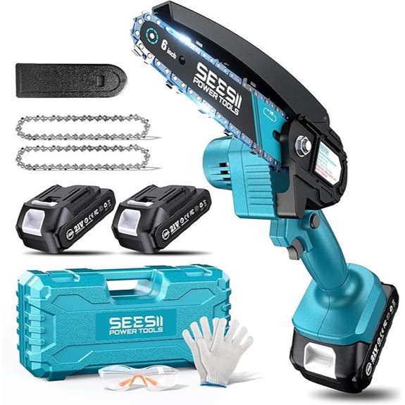 Seesii 6-inch Cordless Mini Chainsaw with 2 Batteries