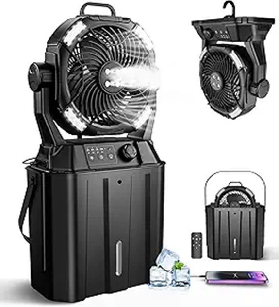 Portable Misting Fan with Lights and Timer