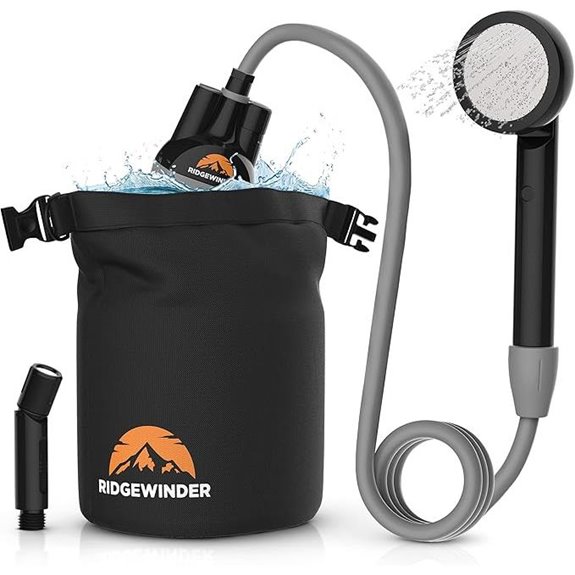Portable Camping Shower with Dry Bag and Rechargeable Battery