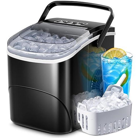 Crzoe Countertop Ice Maker with Handle and Self-Cleaning