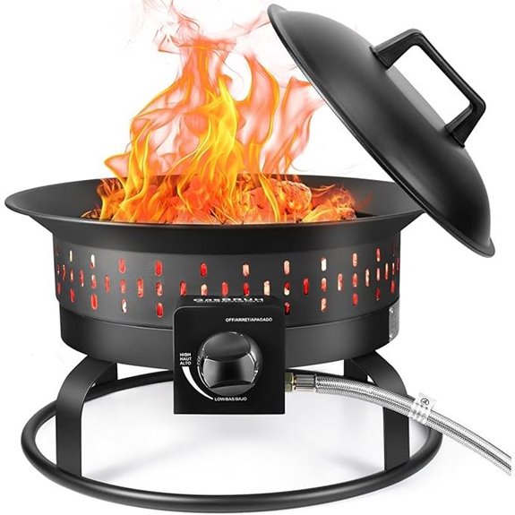 Portable Propane Fire Pit with Cover and Carry Handle