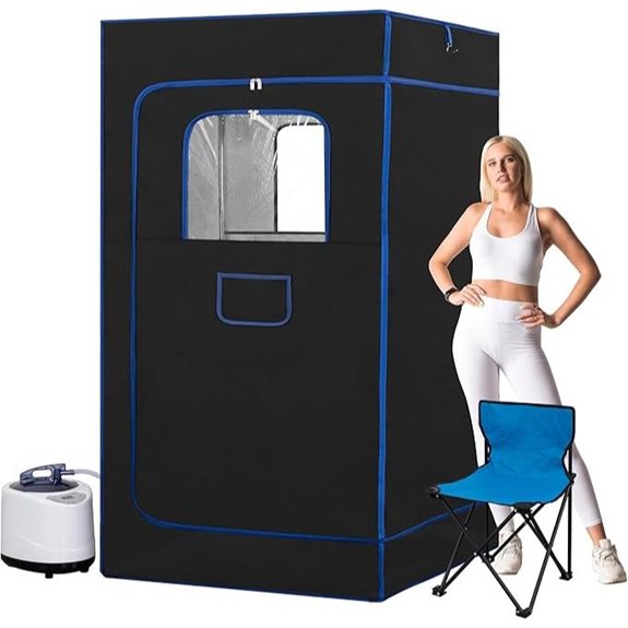 Portable Steam Sauna with Remote and Folding Chair