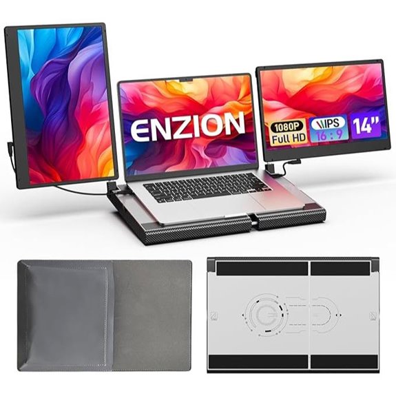 Portable 14 Triple Screen Monitor with Rotatable Extender