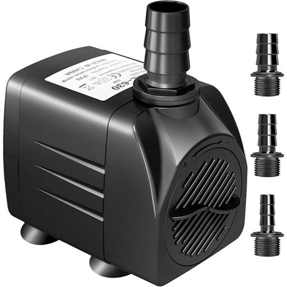Growneer 550GPH Submersible Fountain Pump with Nozzles