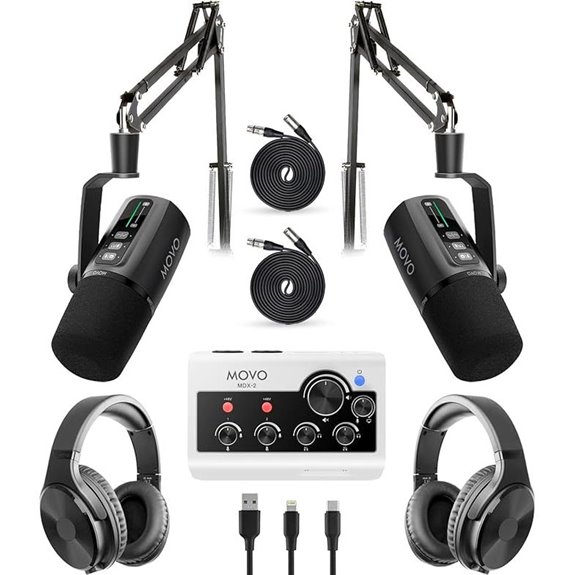 Movo Pro Podcast Kit with Microphones and Accessories