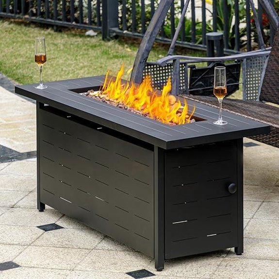 45-inch Propane Fire Pit Table with Cover and Lava Rock