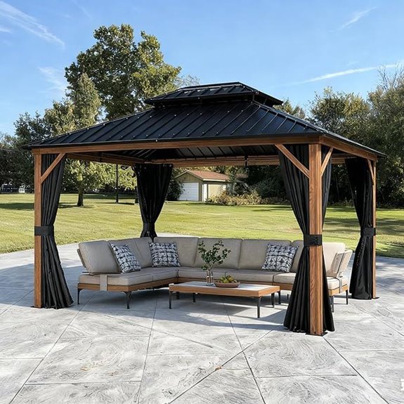 PURPLE LEAF 10'x12' Hardtop Aluminum Gazebo with Curtains