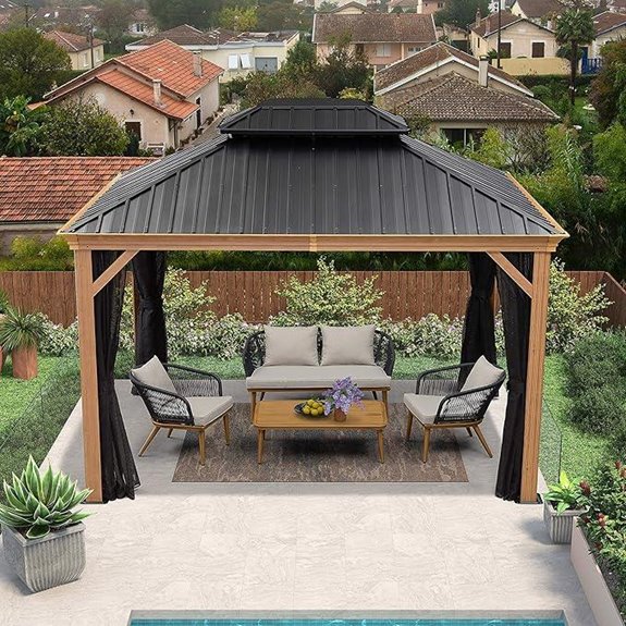 PURPLE LEAF 10'x12' Outdoor Hardtop Gazebo with Netting