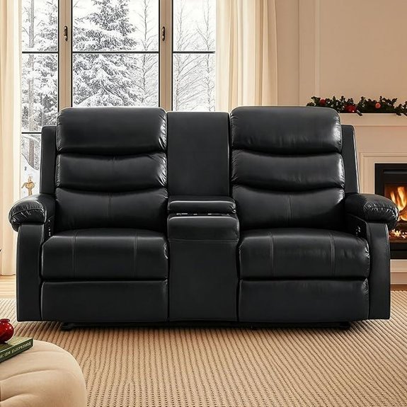 Reclining Loveseat Sofa with Center Console and Cup Holders