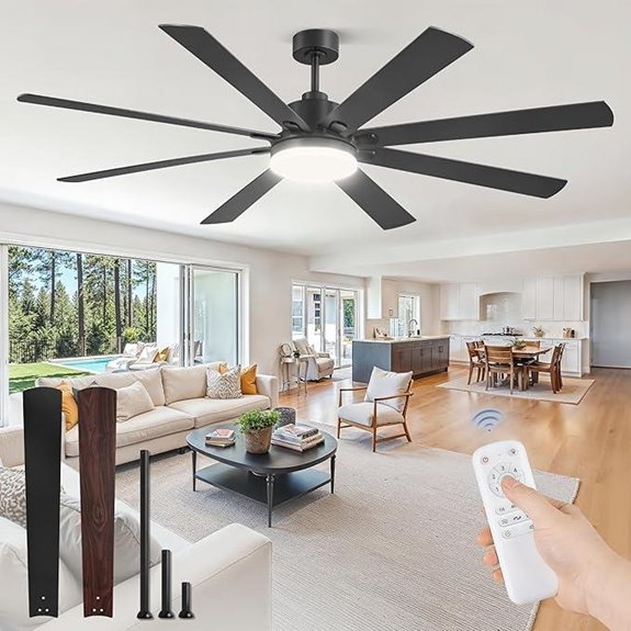 Large Ceiling Fan with Light Remote & Reversible Motor
