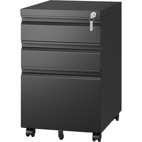 Letaya 3-Drawer Locking Mobile File Cabinet
