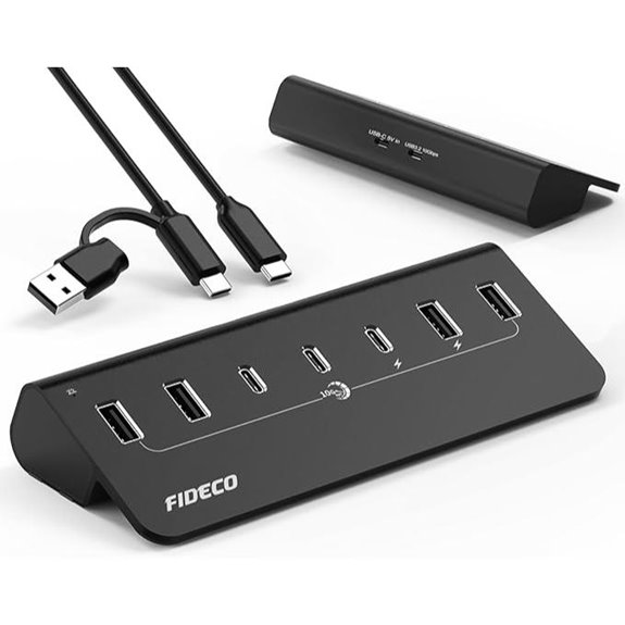 FIDECO 7-Port USB Hub with Power Adapter
