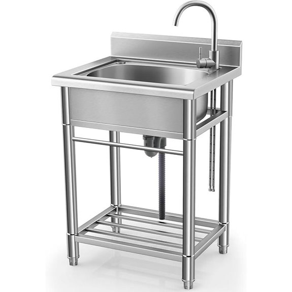 Free Standing Single Bowl Utility Sink with Pipes