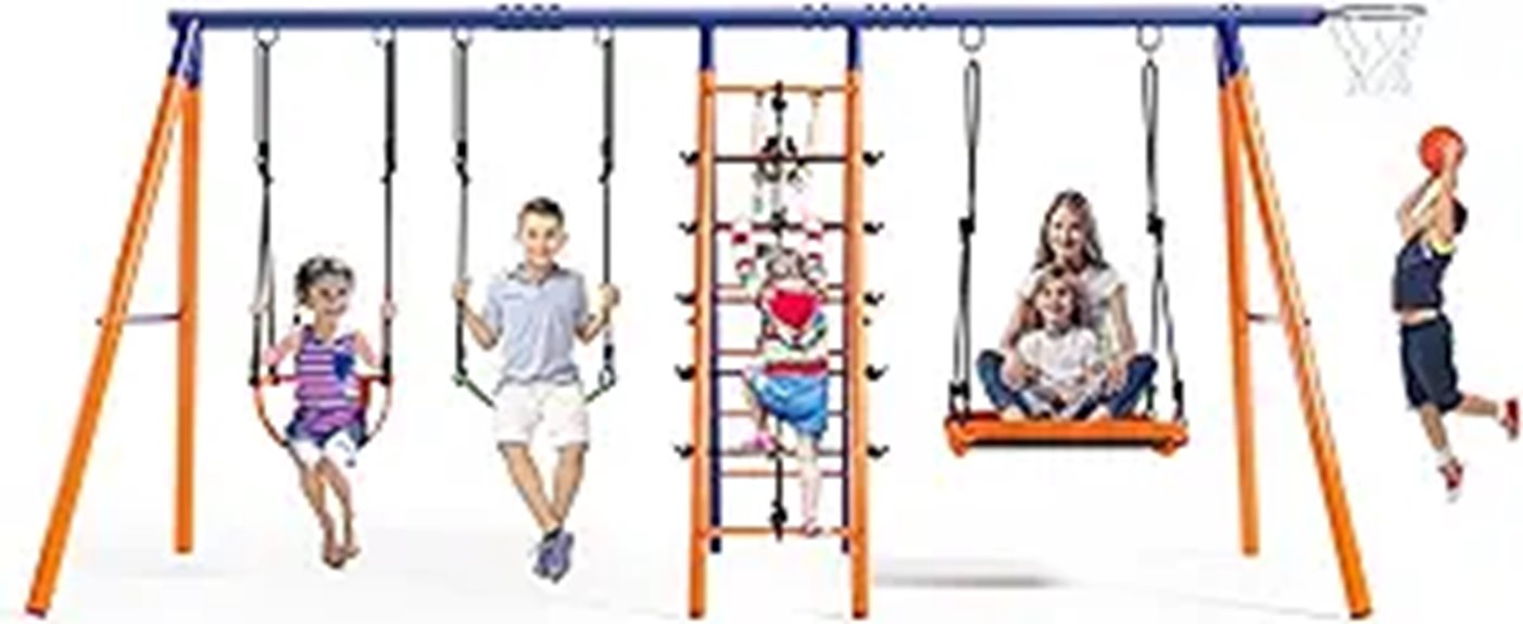 Heavy Duty 6-in-1 Backyard Swing Set for Kids