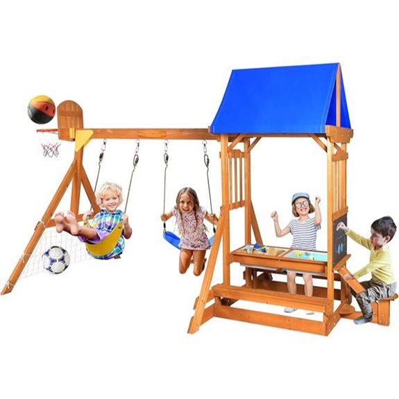 6-in-1 Wooden Outdoor Playground for Kids