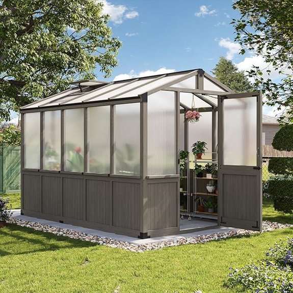 Aoxun 6x10 FT Wooden Greenhouse with Vent